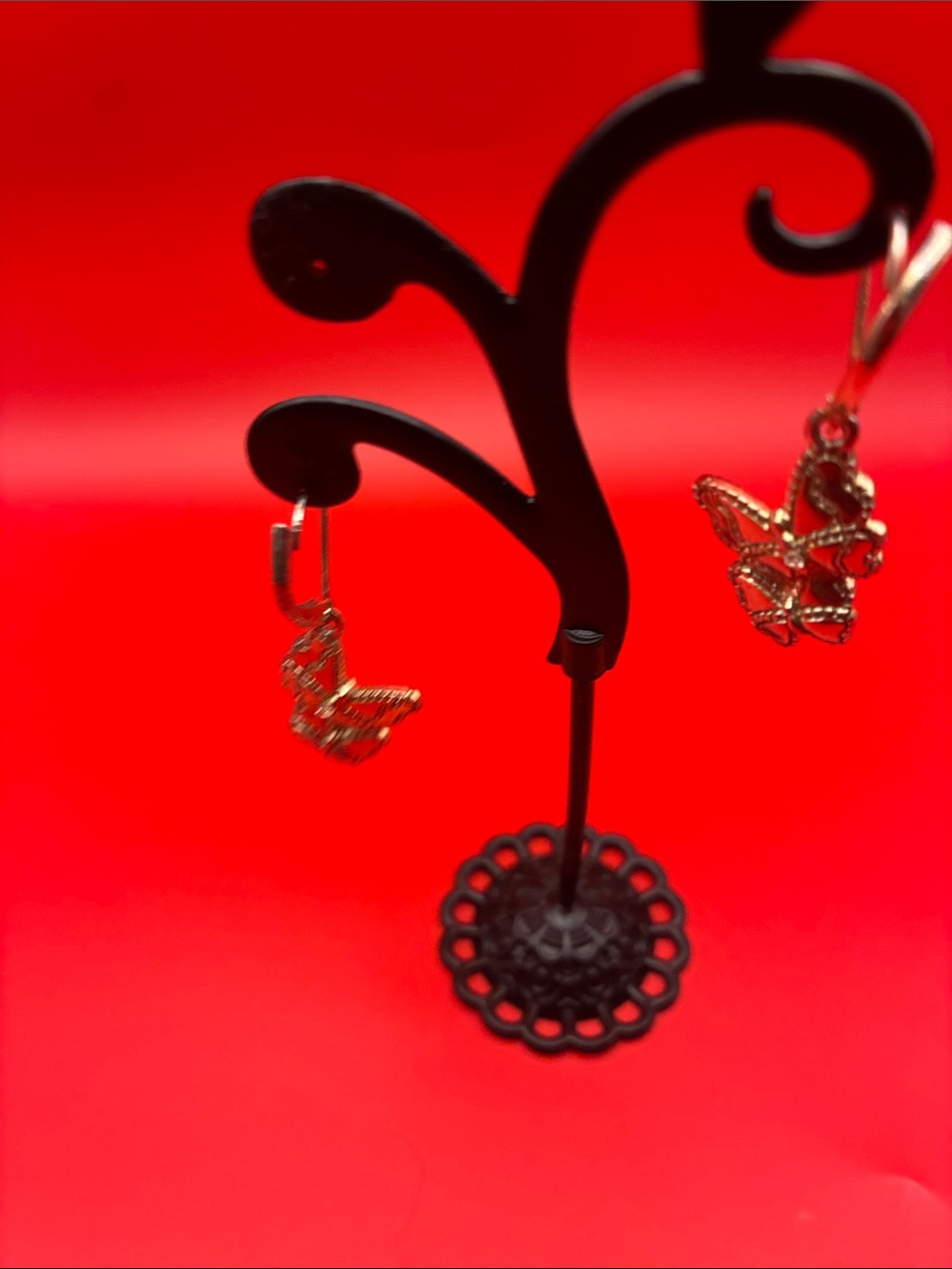 Gold Butterfly Drop Earrings - Women Jewelry - Picture 4 of 4